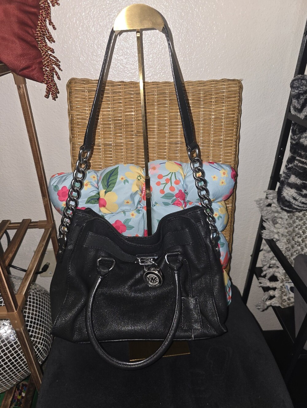 MICHAEL Michael Kors Hamilton East West Satchel In Black Pebbled Leather PLC - Picture 3 of 13